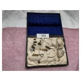 OLD JEWELRY CASE AND MISC JEWELRY  & ROUND GLASSES