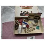 DUTCH MASTERS CIGAR BOX AND MISC, LIGHTER,