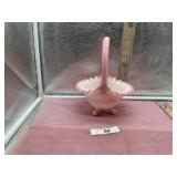 VINTAGE FENTON ROSALENE PINK ART GLASS TRIPOD