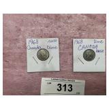2) 1968 CANADA DIMES AU50