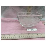 VINTAGE LEAD CRYSTAL BOWL OR VASE, FROSTED FLORAL