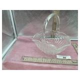 VINTAGE CRYSTAL GLASS BASKET LIKELY A MIKASA