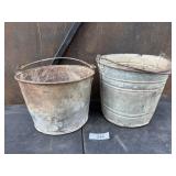 2 GALVANIZED BUCKETS HOLES IN BOTTOM