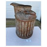 VINTAGE FLUTED 5 GALLON GALVAIZED METAL OIL OR GAS