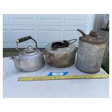 2) TEAPOTS AND SMALL GAS CAN AS IS
