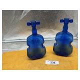 2) BLUE GLASS VIOLINS