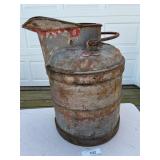 VINTAGE 5 GALLON GALVAIZED METAL OIL OR GAS CAN W/