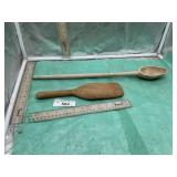 BUTTER PADDLE AND LONG WOODEN SPOON