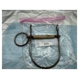 ANTIQUE METAL HORSE BIT, ONE RING BROKE-NO MARKING