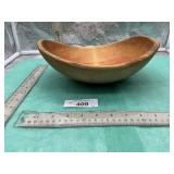 WOODEN BOWL, APPROX SIZE 3' DEEP, 11' LONG, 8.5