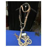 LEATHER TOOLED HEADSTALL WITH BROWBAND/THROAT