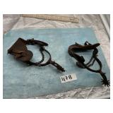 PAIR OF SPURS, NO MARKINGS, ONE HEEL CHAIN MISSING