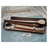 STAINLESS STEEL SALAD SPOON AND FORK W/CHERRY