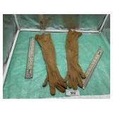 VINTAGE GLOVES WITH SNAPS APPROX 16' LONG, HAS