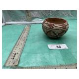 NATIVE POTTERY BOWL, APPROX SIZE 2.5' TALL X 3'