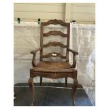 ANTIQUE CAPTAINS CHAIR WITH WICKER SEAT