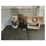 BIRD FEEDER, BIRD HOUSE & OWL