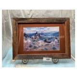 WESTERN PICTURE FRAMED IN BARNWOOD
