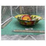 METAL FRUIT PATTERN BOWL, APPROX SIZE 12' ACROSS