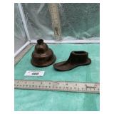 BRASS BASE, ANTIQUE CAST IRON COBBLERS SHOE LAST