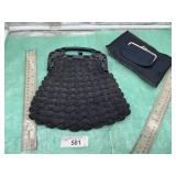 CROTCHET HAND CLUTCH WITH PLASTIC HANDLE AND