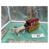 CAST IRON ICE WAGON WITH HORSE