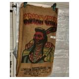 INDIAN CHIEF LEWISTON GRAIN GROWERS BURLAPE BAG