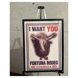 'I WANT YOU AT THE FORTUNA RODEO' POSTER FRAMED