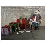 SNOWMAN STATUE AND 3)LIGHT PACKAGES (LITES WORK)