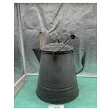 GREY GRANITEWARE COFFEE POT