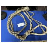 HEAVY  BRAIDED RAWHIDE  BOSAL WITH HORSEHAIR REINS