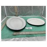 2) ENAMELWARE PLATTER & PLATE WITH BLUE BAND