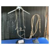 LEATHER SPLIT EAR HEADSTALL WITH RAWHIDE BRAIDED