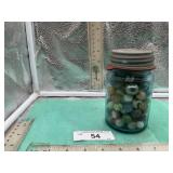 BLUE BALL JAR WITH MARABLES