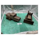 HOMEMADE WOOD DOZER AND TRUCK
