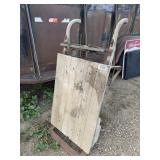ANTIQUE PORTABLE WOODEN GRAIN SCALE AND HAND TRUCK