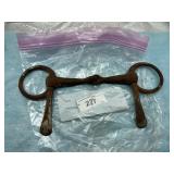 ANTIQUE IRON OR STEEL HORSE BRIDLE BIT, SNAFFLE OR