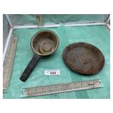 GREEN ENAMELWARE PAN, & SMALL PLATE