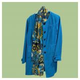 Vintage Blue Worthington XL 54% Wool Long Jacket