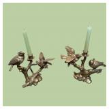 (2) Metal Decorative Bird Candle Holders