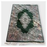 Green Persian Rug w/ Central Medallion & Floral