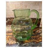 Depression Glass Pitcher Green honeycomb