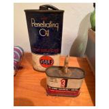 Vintage Gulf oil can & oil
