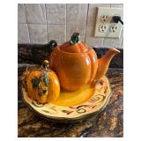Pumpkin teapot and fall color decor