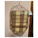 Brown Checkered Double Blanket (Wool?)