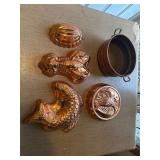 Copper bowl and cake molds