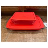 Pyrex DIshes with red lids