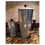 Vintage aluminum coffee pour over percolators