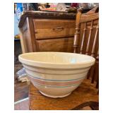 vintage McCoy Ovenware mixing bowl with pink/blue