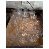 Large lot of champagne, wine, celebration glasses